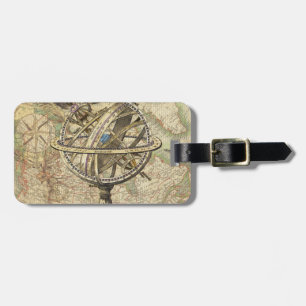 Old British America Explore Polar Bear Compass Map Luggage Tag