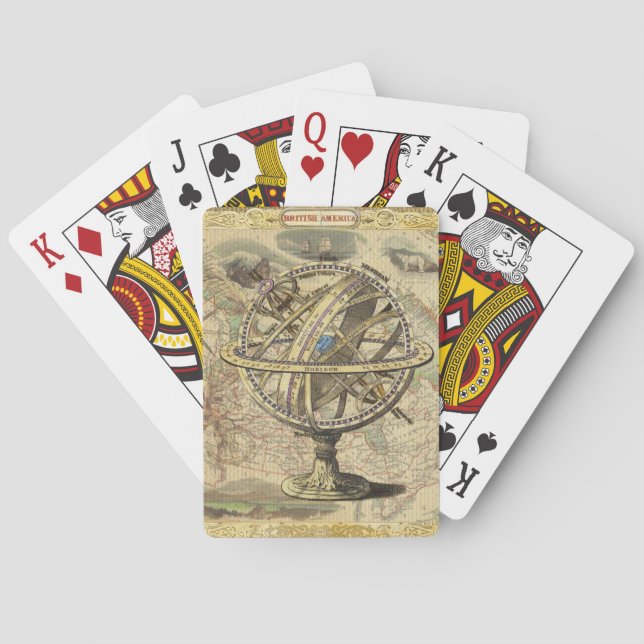 Old British America Explore Polar Bear Compass Map Playing Cards (Back)