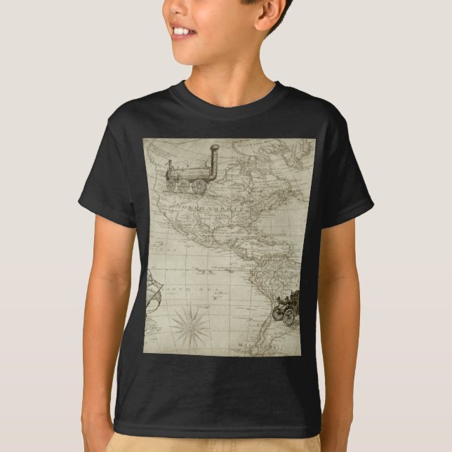 Old British America Explore Polar Bear Compass Map T-Shirt (Front)