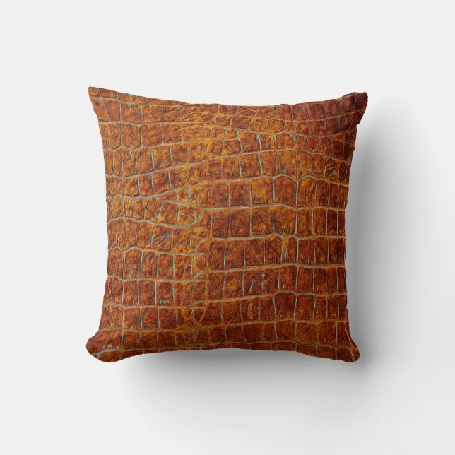 Old brown animal leather texture cushion (Front)