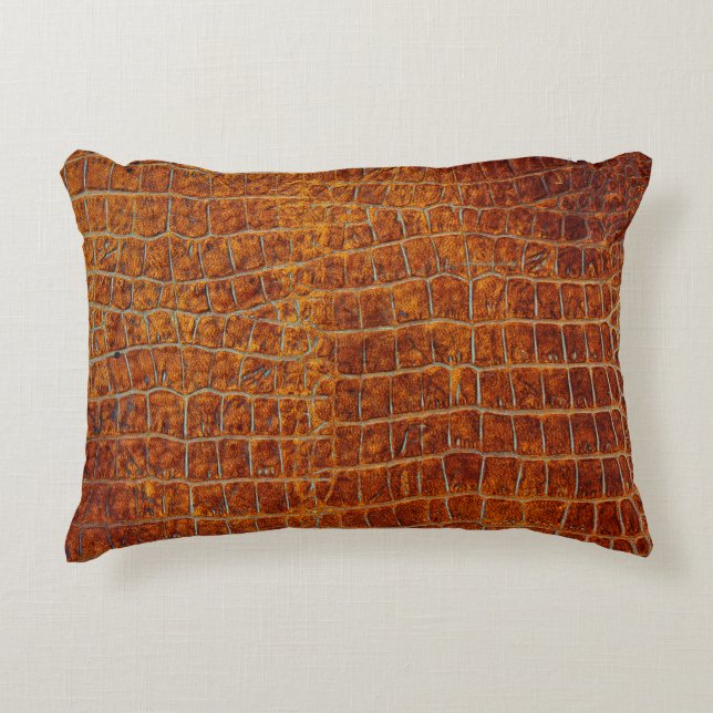 Old brown animal leather texture decorative cushion (Front)