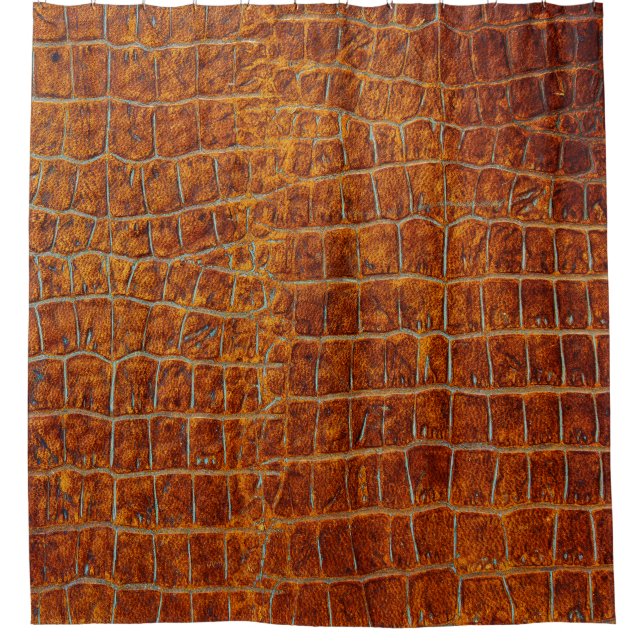 Old brown animal leather texture shower curtain (Front)