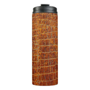 Old brown animal leather texture thermal tumbler