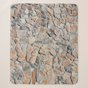 Old Brown Castle Stone Texture Sherpa Blanket