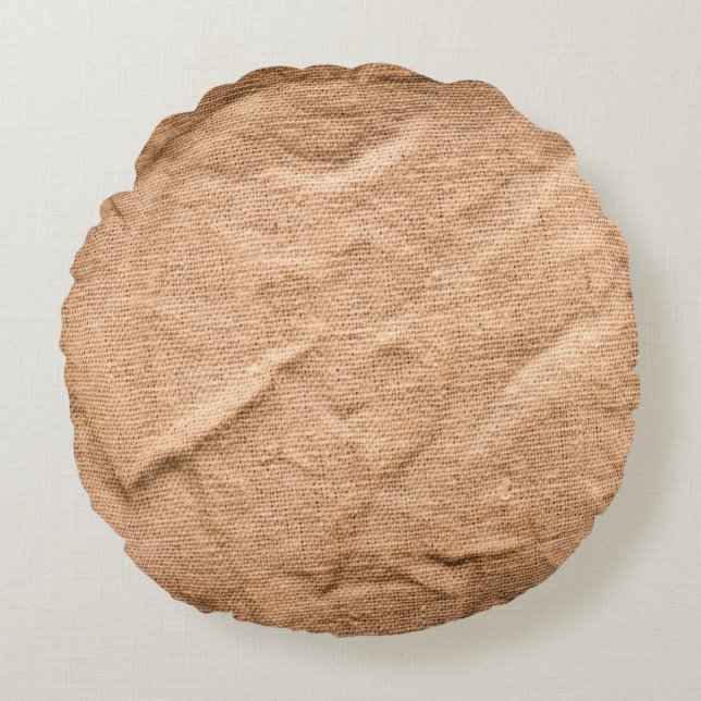 Old brown cloth background round cushion (Front)