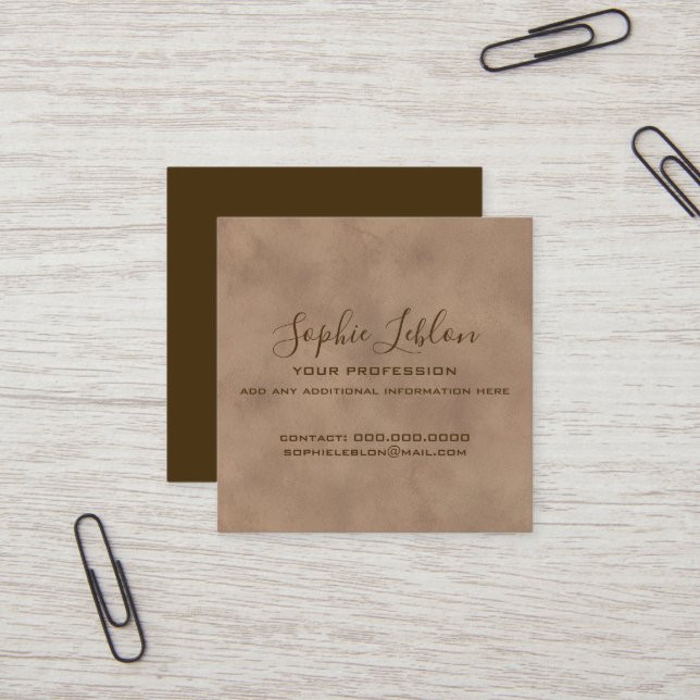 Old Brown Elegant Card with Script Name (Front/Back In Situ)