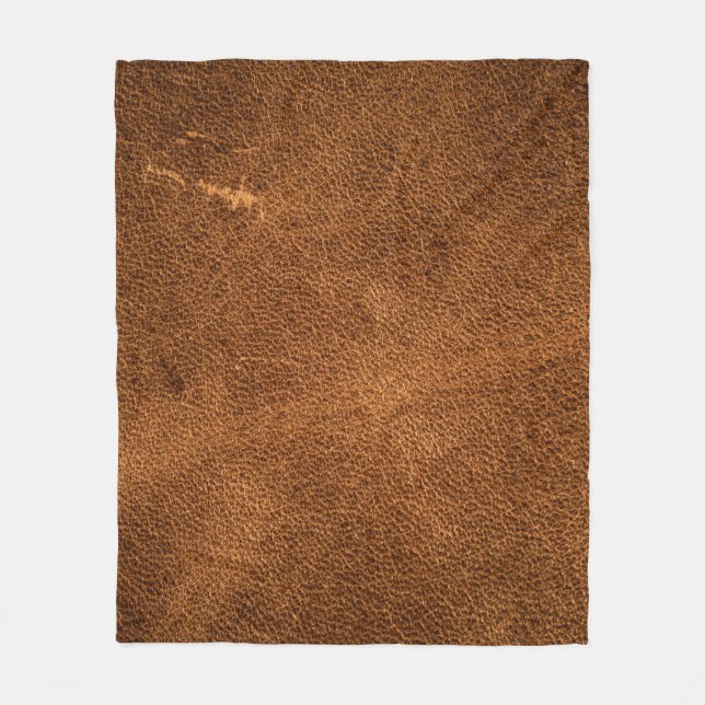 Old brown leather fleece blanket (Front)