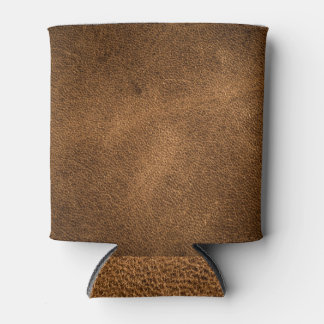 Old Brown Leather: Textured Background Can Cooler