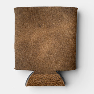 Old Brown Leather: Textured Background Can Cooler