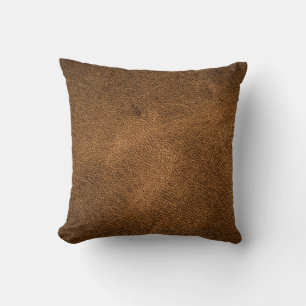 Old Brown Leather: Textured Background Cushion