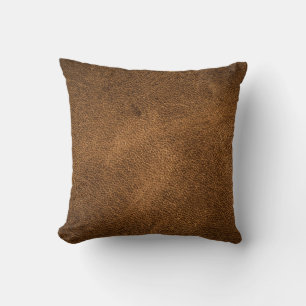Old Brown Leather: Textured Background Cushion
