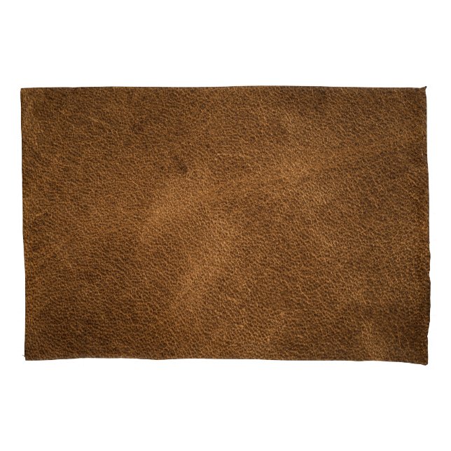 Old Brown Leather: Textured Background Pillowcase (Front)