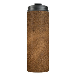 Old Brown Leather: Textured Background Thermal Tumbler