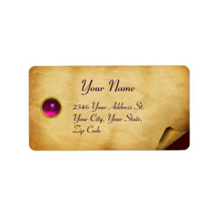 OLD BROWN PARCHMENT,GEM STONE LABEL