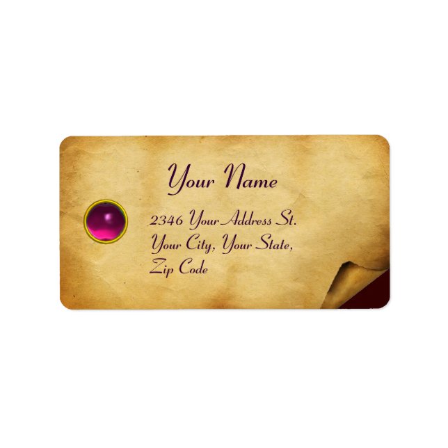 OLD BROWN PARCHMENT,GEM STONE LABEL (Front)