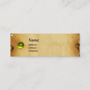 OLD BROWN PARCHMENT, GEM STONE, MONOGRAM yellow Mini Business Card