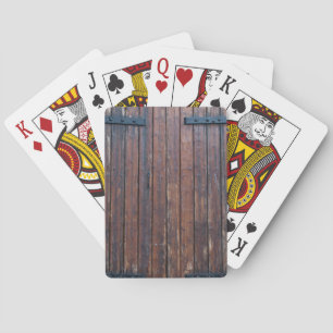 Old Brown Wood Doors With Black Iron Supports Playing Cards