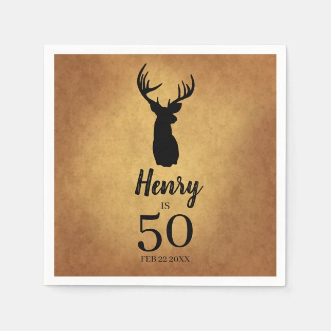 Old Buck 50th Birthday Party Napkins (Front)