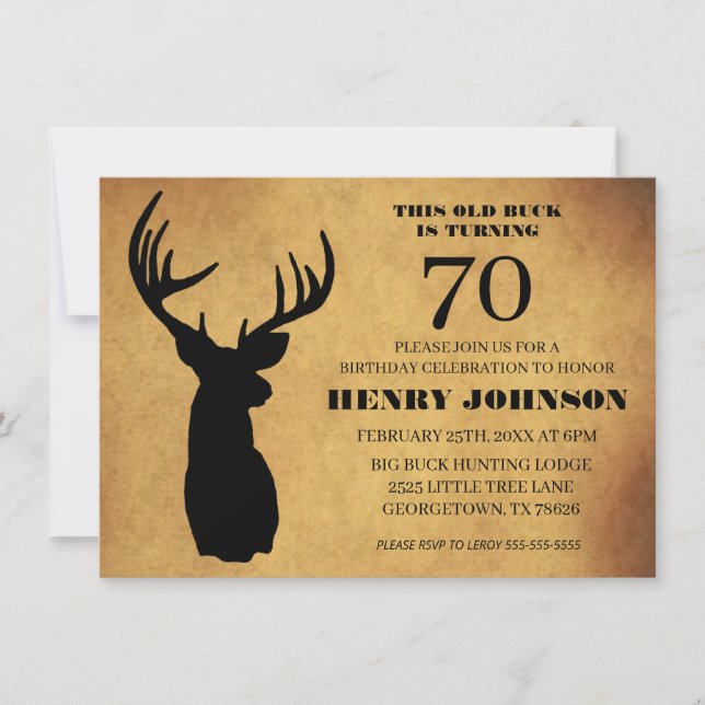Old Buck 70th Birthday Party Invitation (Front)