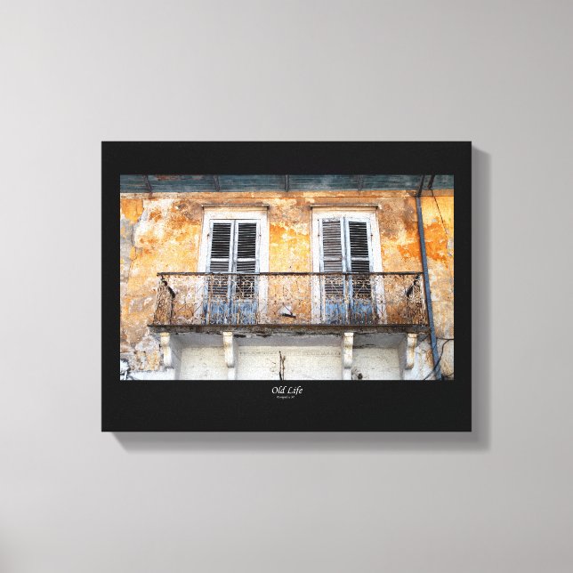 Old building balconies, Limassol, Cyprus poster Canvas Print (Front)