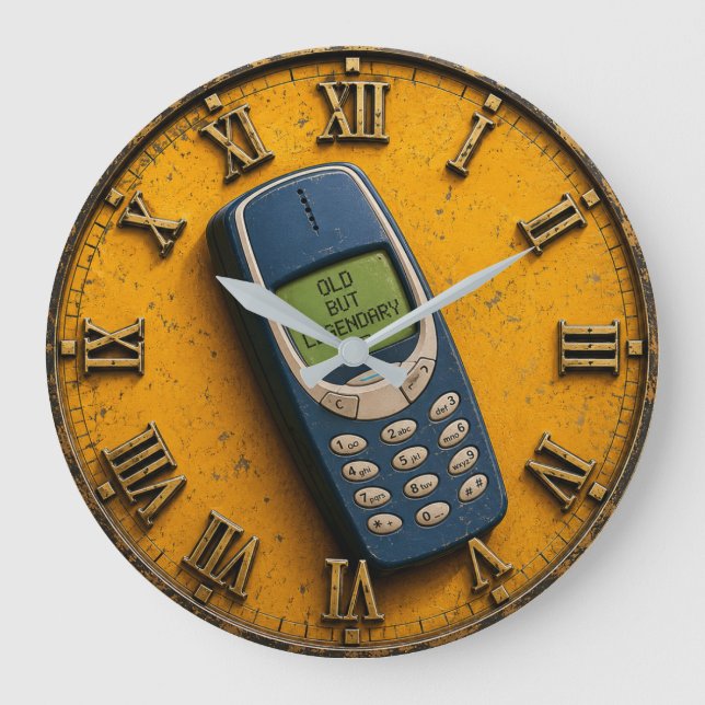 Old But Legendary Retro Brick Phone Large Clock (Front)