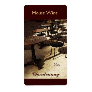 Old cafe house wine bottle label