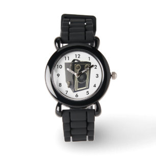 Old Camera Custom Silver Glitter Watch