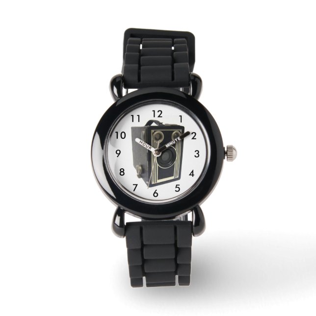 Old Camera Custom Silver Glitter Watch (Front)