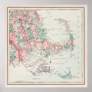 Old Cape Cod MA Map (1878)  Poster
