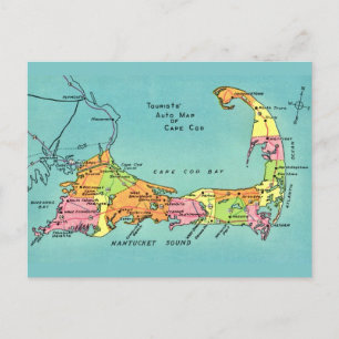 Old Cape Cod Map Postcard