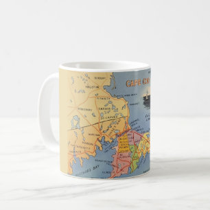 Old Cape Cod Massachusetts Map Coffee Mug
