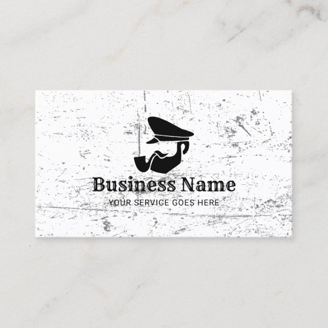 Old Captain Logo Vintage Grunge Business Card (Front)