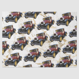 Old Car on White & Gold Marble, Decoupage Vs 2 Tissue Paper