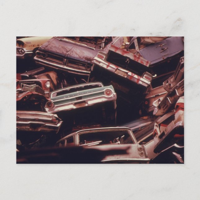Old Car Scrap Heap - Vintage Postcard (Front)
