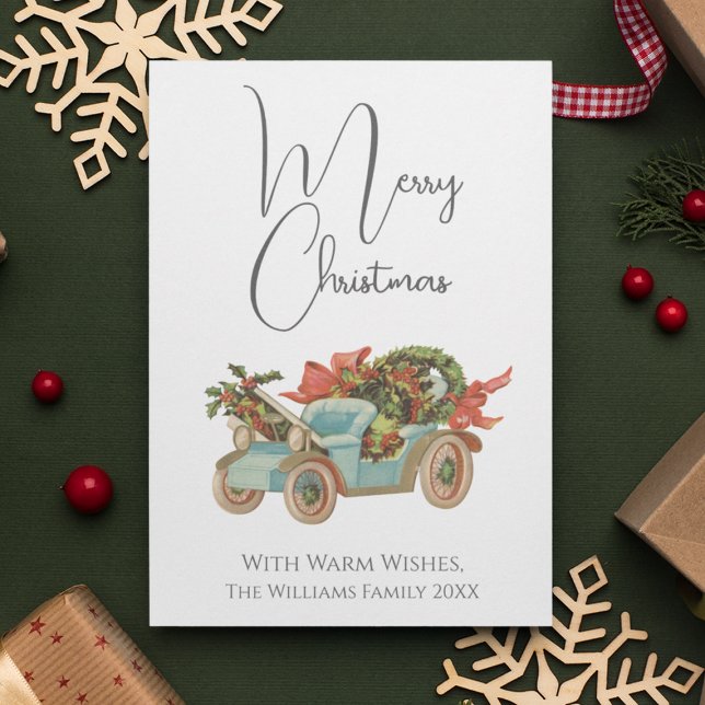 Old Car Vintage Style Merry Christmas Holiday Card (Vintage Style Old Car Merry Christmas Holiday Card
)