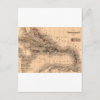 Old Caribbean Map Dive Shirt Postcard