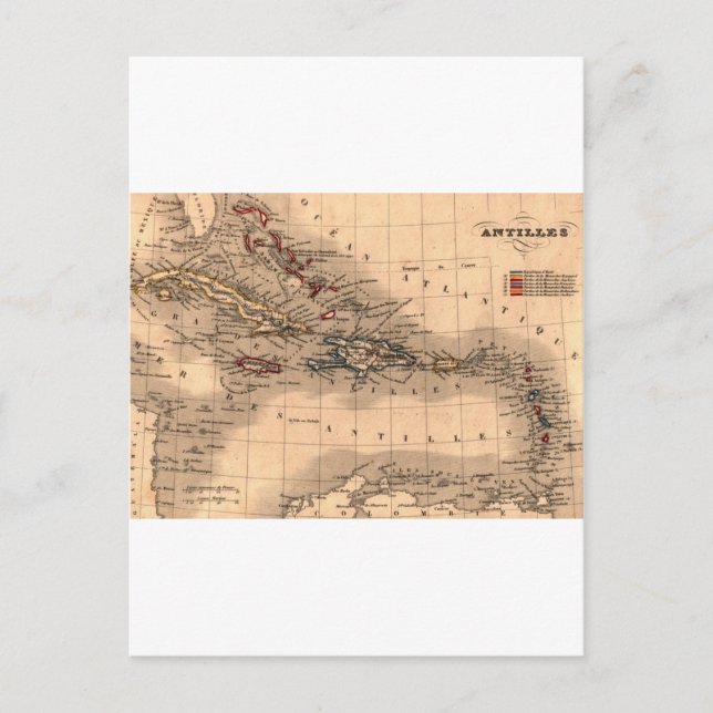 Old Caribbean Map Dive Shirt Postcard (Front)