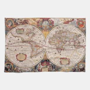 Old Cartographic Map Tea Towel