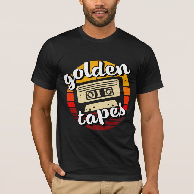 old cassette golden tapes old music retro style T-Shirt (Front)