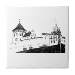 Old Castle Architecture Sketch Tile