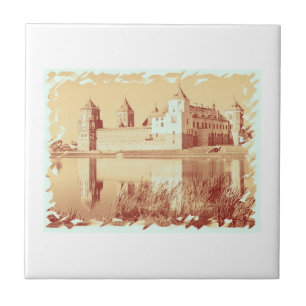 Old Castle Architecture Sketch Tile