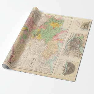 Old Central & Northern Germany Cities Map (1872)  Wrapping Paper