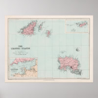 Old Channel Islands Map (1904) Guernsey & Jersey