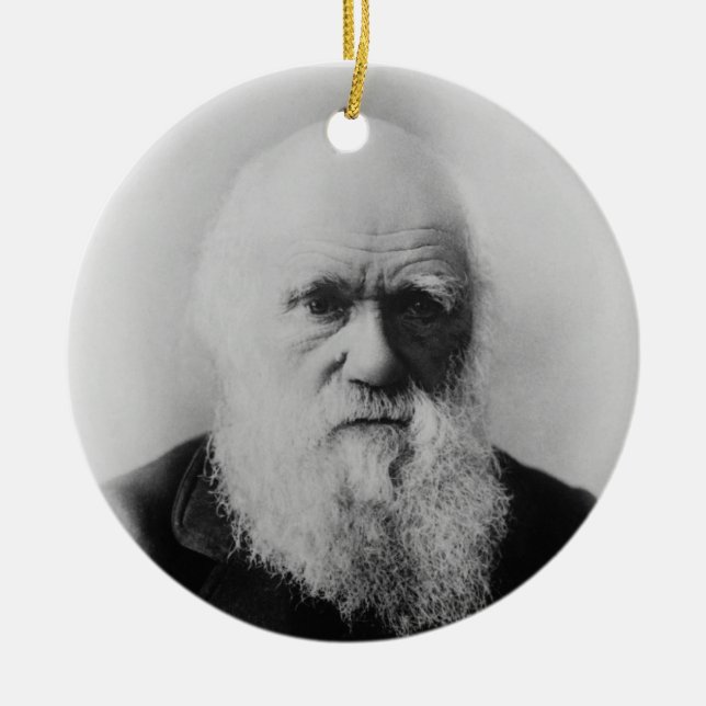 Old Charles Darwin 2 Atheist Atom  Round Ornament (Front)