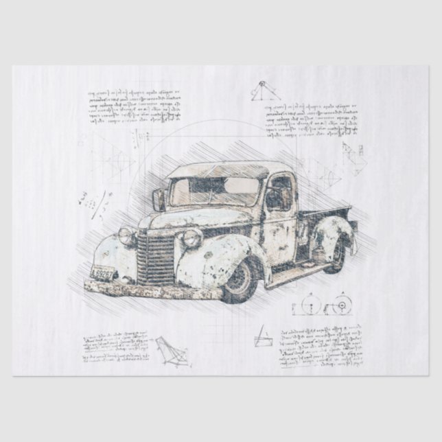 Old Chevrolet Retro Classic Truck Decoupage Tissue Paper (Front)