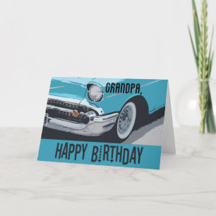 Old Chevy birthday in blue for any grandpa. Card