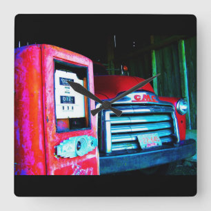 Old Chevy Farm Truck Square Wall Clock
