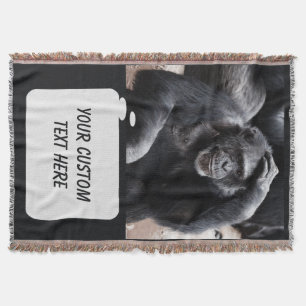 Old Chimpanzee custom throw blanket