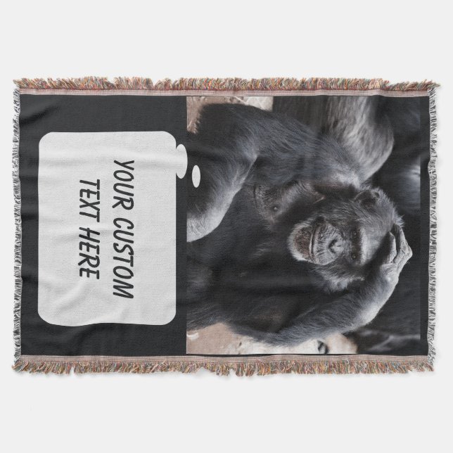 Old Chimpanzee custom throw blanket (Front)