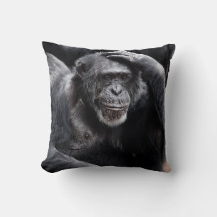 Old Chimpanzee throw pillow